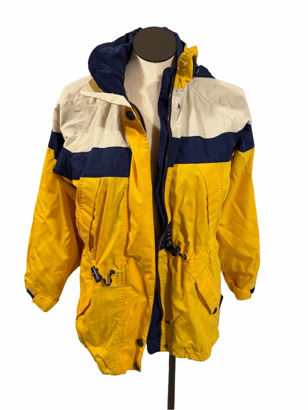 Pacific Trail Yellow & Navy Colorblock Hooded vintage jacket